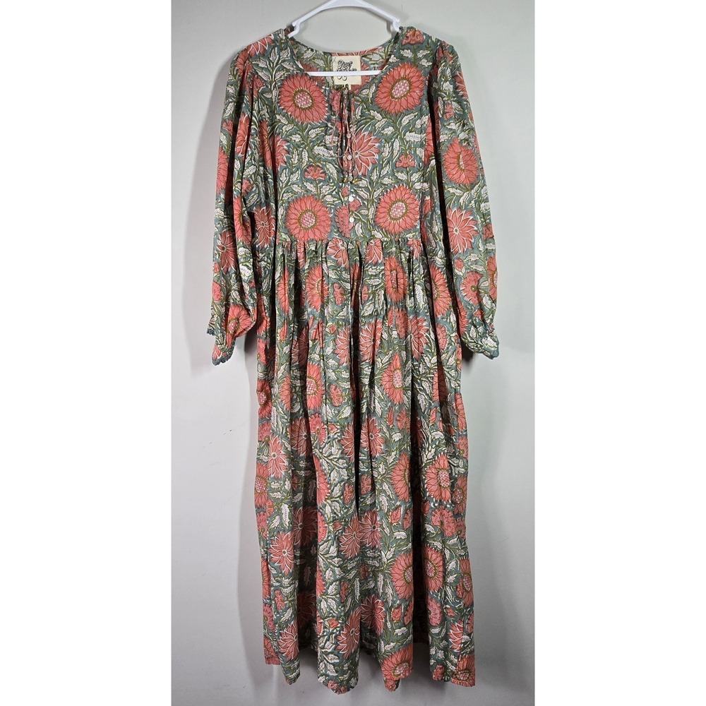River Goddess Hawa Midi Dress in Flora Tiered Peasant Boho XXL